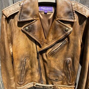 Polo Ralph Lauren Purple Label Locklear Leather Moto Jacket
